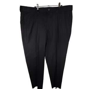 Oak Hill Khaki Chino Dress Pants Mens 44x32 Black Big & Tall Pleated Stretch